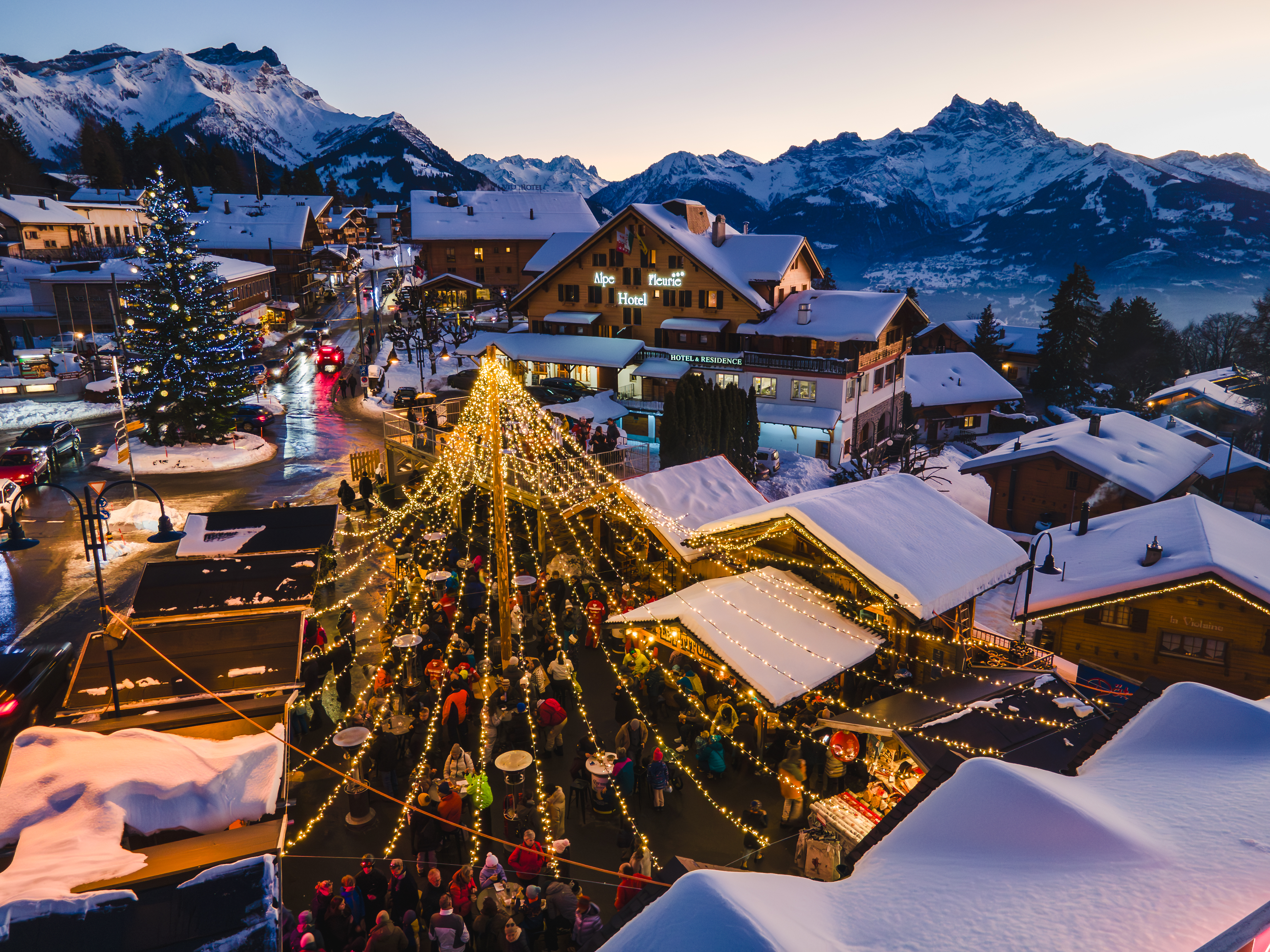 Place du marché prise par un drône